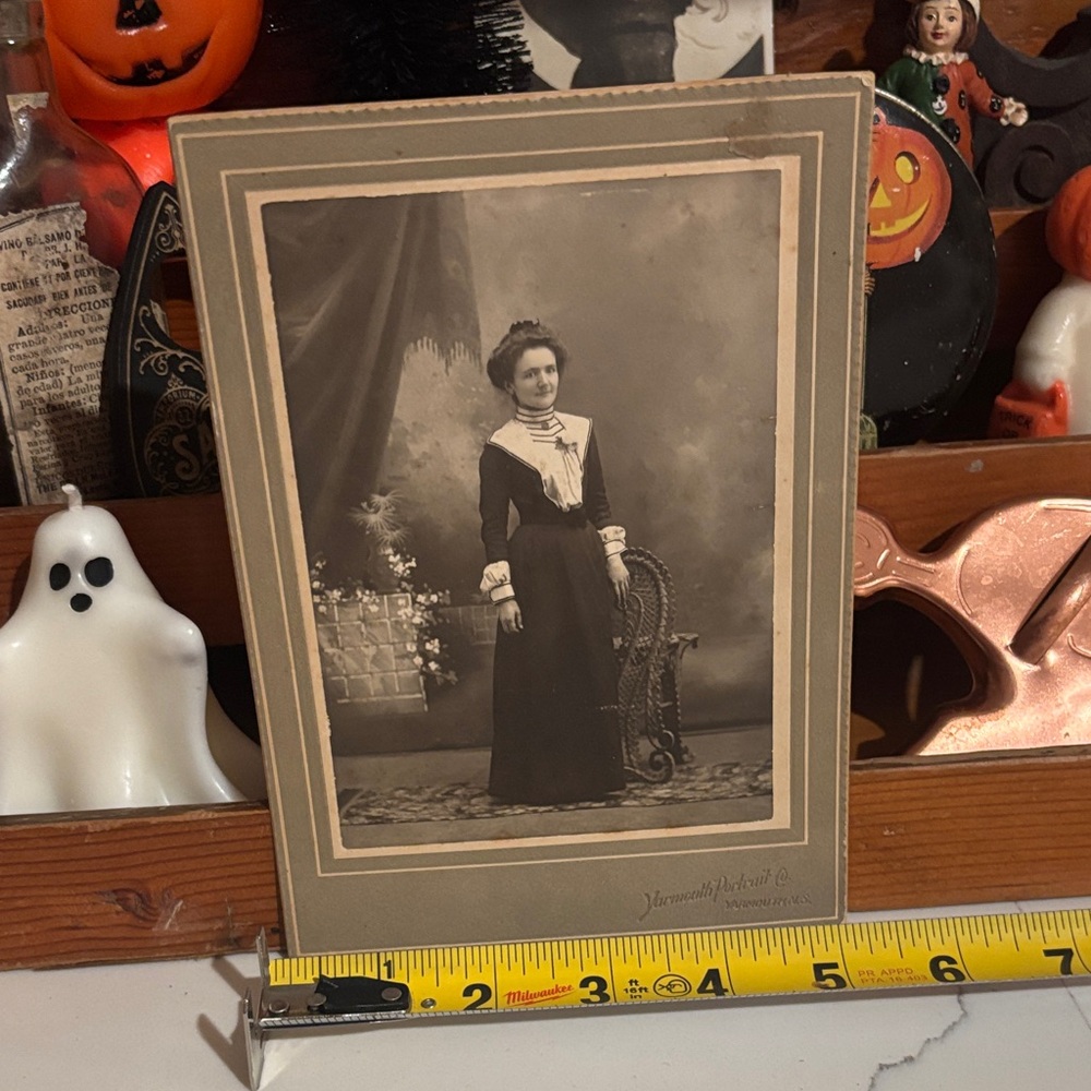 Antique Black and White fancy woman Photograph
